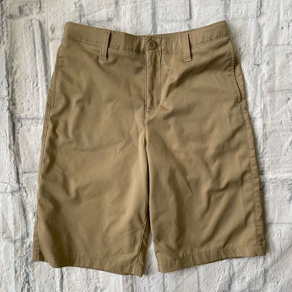 Under Armour youth boys 14 loose fit heatgear flat front chino/golf shorts tan - Picture 1 of 6
